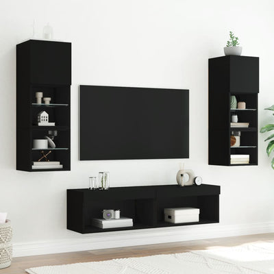 TV-taso LED-valoilla musta 60x30x30 cm
