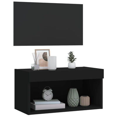 TV-taso LED-valoilla musta 60x30x30 cm