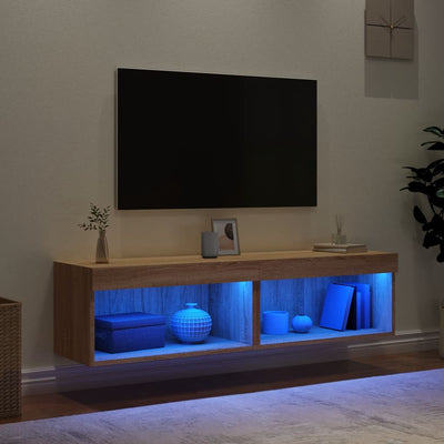 TV-tasot LED-valoilla 2 kpl Sonoma-tammi 60x30x30 cm
