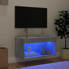 TV-taso LED-valoilla betoninharmaa 60x30x30 cm