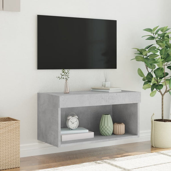 TV-taso LED-valoilla betoninharmaa 60x30x30 cm