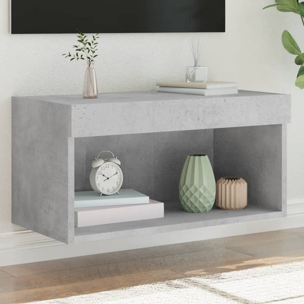 TV-taso LED-valoilla betoninharmaa 60x30x30 cm