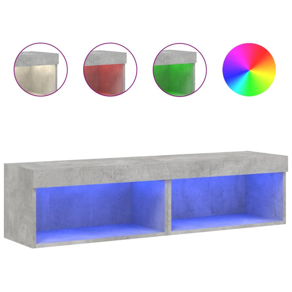 TV-tasot LED-valoilla 2 kpl betoninharmaa 60x30x30 cm