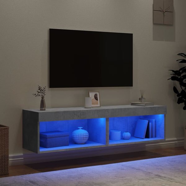 TV-tasot LED-valoilla 2 kpl betoninharmaa 60x30x30 cm