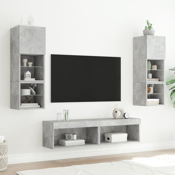 TV-tasot LED-valoilla 2 kpl betoninharmaa 60x30x30 cm