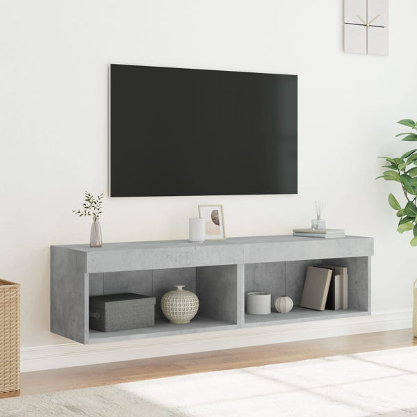 TV-tasot LED-valoilla 2 kpl betoninharmaa 60x30x30 cm