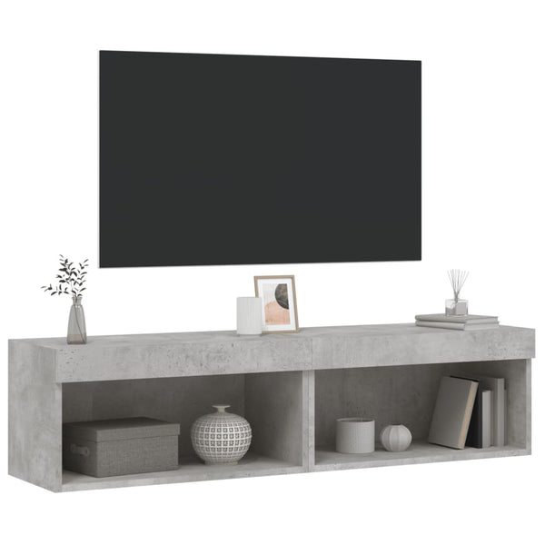 TV-tasot LED-valoilla 2 kpl betoninharmaa 60x30x30 cm