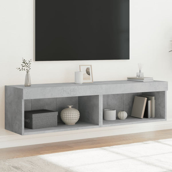 TV-tasot LED-valoilla 2 kpl betoninharmaa 60x30x30 cm