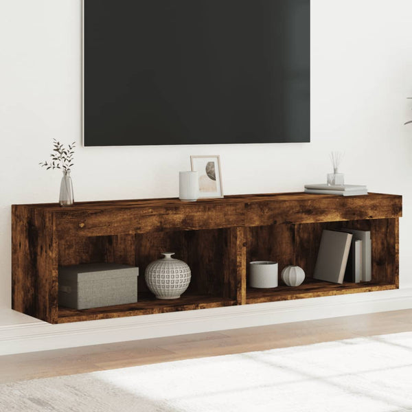 TV-tasot LED-valoilla 2 kpl savutammi 60x30x30 cm