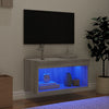 TV-taso LED-valoilla harmaa Sonoma 60x30x30 cm
