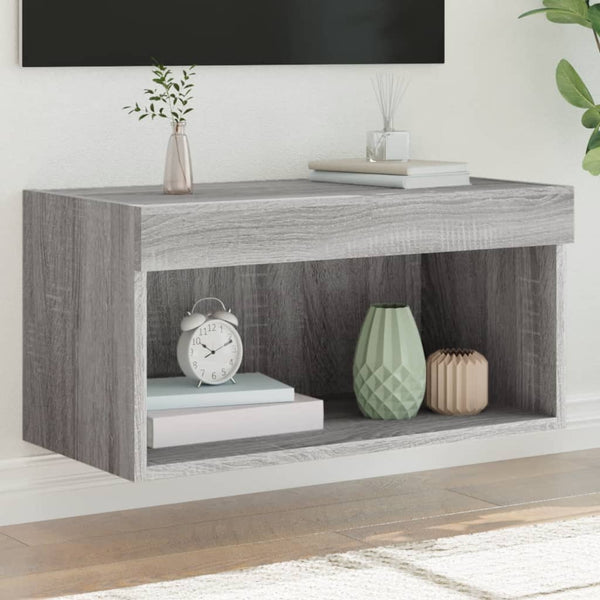 TV-taso LED-valoilla harmaa Sonoma 60x30x30 cm
