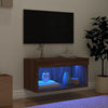 TV-taso LED-valoilla ruskea tammi 60x30x30 cm