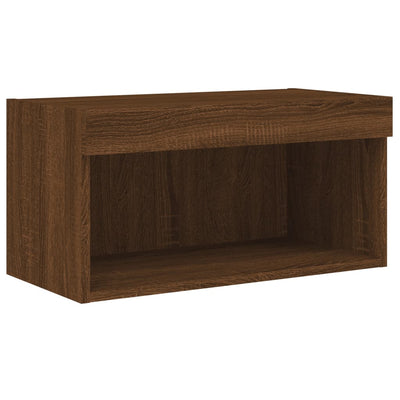 TV-taso LED-valoilla ruskea tammi 60x30x30 cm