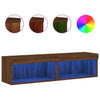 TV-tasot LED-valoilla 2 kpl ruskea tammi 60x30x30 cm