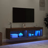 TV-tasot LED-valoilla 2 kpl ruskea tammi 60x30x30 cm