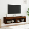 TV-tasot LED-valoilla 2 kpl ruskea tammi 60x30x30 cm