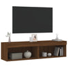 TV-tasot LED-valoilla 2 kpl ruskea tammi 60x30x30 cm