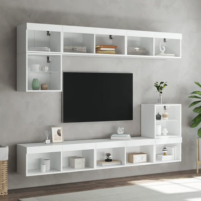 TV-taso LED-valoilla valkoinen 80x30x30 cm