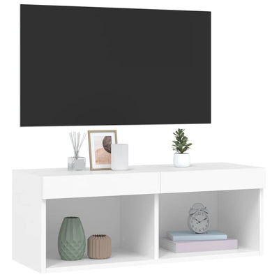 TV-taso LED-valoilla valkoinen 80x30x30 cm