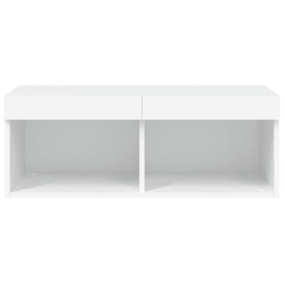 TV-taso LED-valoilla valkoinen 80x30x30 cm