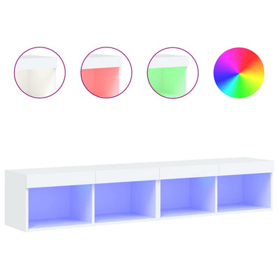 TV-tasot LED-valoilla 2 kpl valkoinen 80x30x30 cm