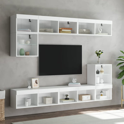TV-tasot LED-valoilla 2 kpl valkoinen 80x30x30 cm