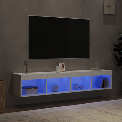 TV-tasot LED-valoilla 2 kpl valkoinen 80x30x30 cm
