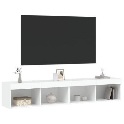 TV-tasot LED-valoilla 2 kpl valkoinen 80x30x30 cm