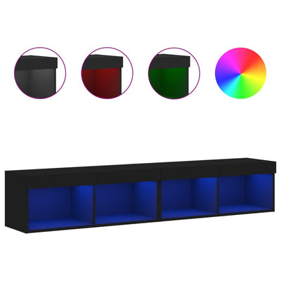 TV-tasot LED-valoilla 2 kpl musta 80x30x30 cm