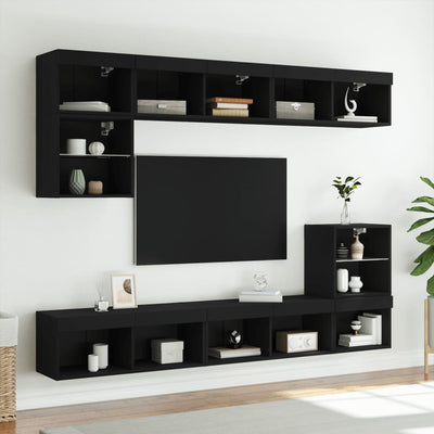 TV-tasot LED-valoilla 2 kpl musta 80x30x30 cm