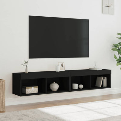TV-tasot LED-valoilla 2 kpl musta 80x30x30 cm