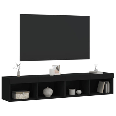 TV-tasot LED-valoilla 2 kpl musta 80x30x30 cm