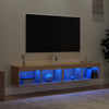 TV-tasot LED-valoilla 2 kpl Sonoma-tammi 80x30x30 cm
