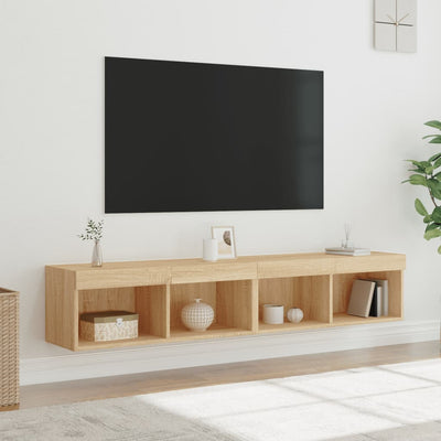 TV-tasot LED-valoilla 2 kpl Sonoma-tammi 80x30x30 cm