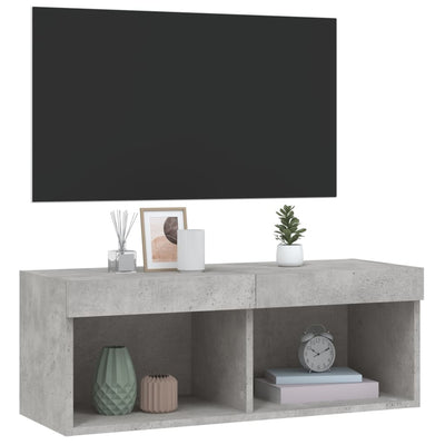TV-taso LED-valoilla betoninharmaa 80x30x30 cm