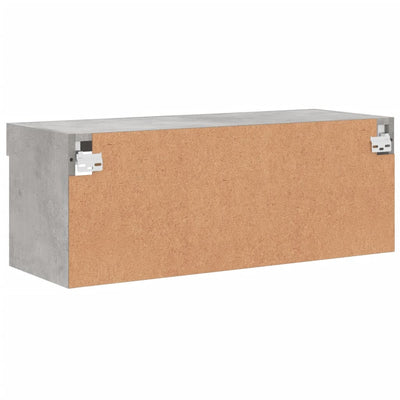 TV-taso LED-valoilla betoninharmaa 80x30x30 cm