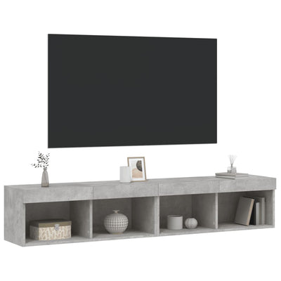 TV-tasot LED-valoilla 2 kpl betoninharmaa 80x30x30 cm