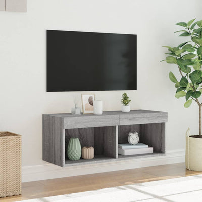 TV-taso LED-valoilla harmaa Sonoma 80x30x30 cm