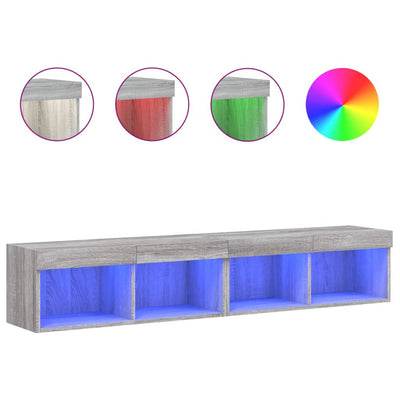 TV-tasot LED-valoilla 2 kpl harmaa Sonoma 80x30x30 cm
