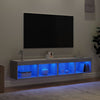 TV-tasot LED-valoilla 2 kpl harmaa Sonoma 80x30x30 cm