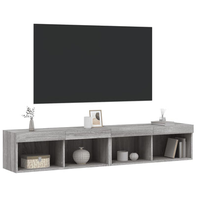 TV-tasot LED-valoilla 2 kpl harmaa Sonoma 80x30x30 cm