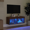TV-taso LED-valoilla ruskea tammi 80x30x30 cm