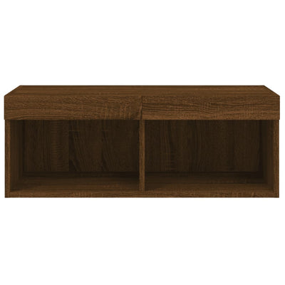 TV-taso LED-valoilla ruskea tammi 80x30x30 cm