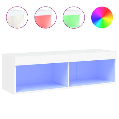 TV-taso LED-valoilla valkoinen 100x30x30 cm