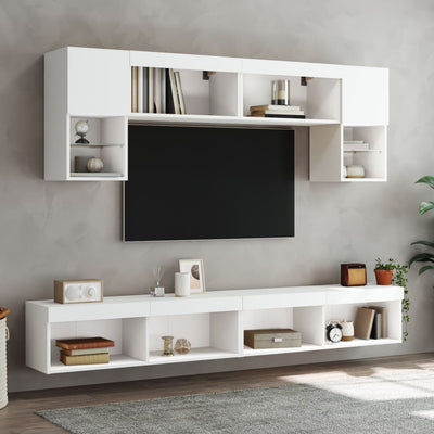 TV-taso LED-valoilla valkoinen 100x30x30 cm