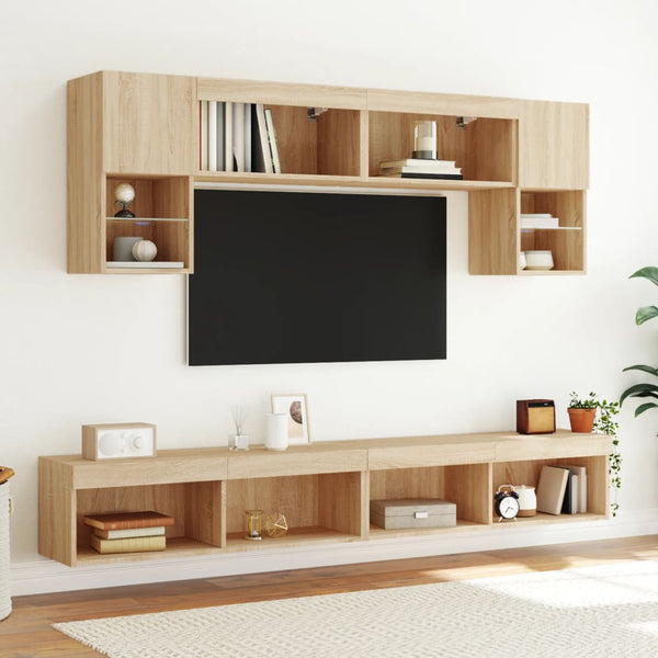 TV-taso LED-valoilla Sonoma-tammi 100x30x30 cm
