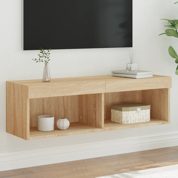 TV-taso LED-valoilla Sonoma-tammi 100x30x30 cm