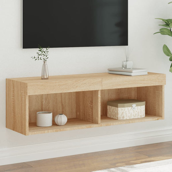 TV-taso LED-valoilla Sonoma-tammi 100x30x30 cm