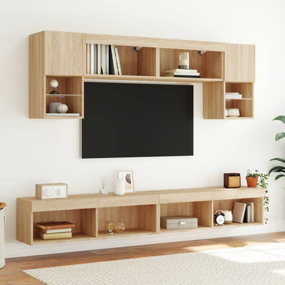 TV-tasot LED-valoilla 2 kpl Sonoma-tammi 100x30x30 cm
