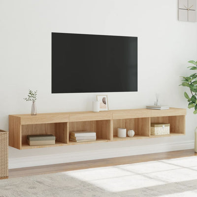 TV-tasot LED-valoilla 2 kpl Sonoma-tammi 100x30x30 cm